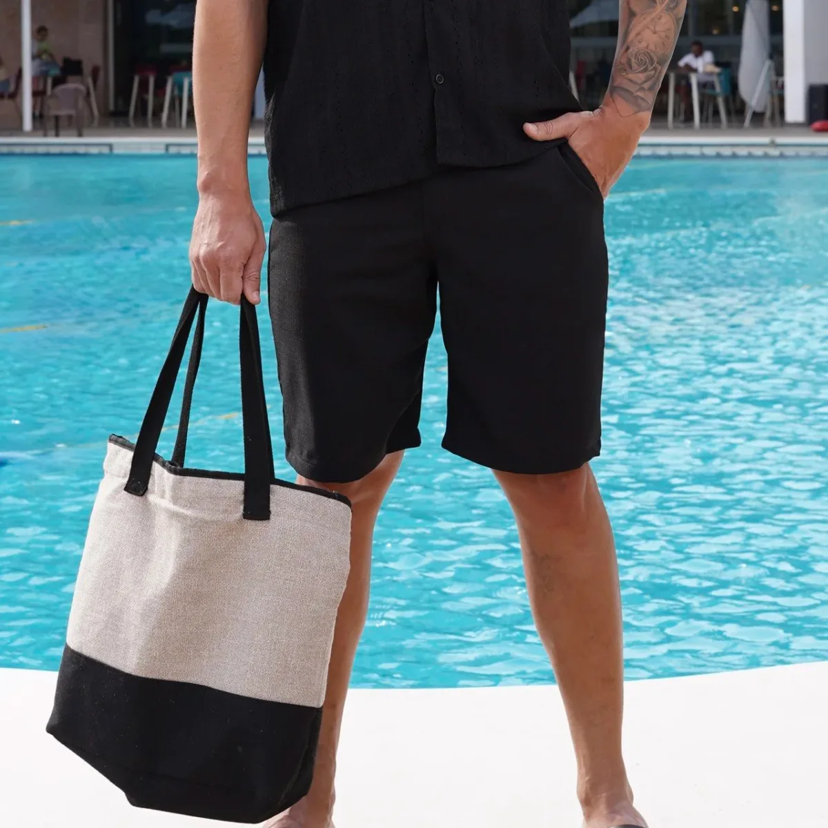 Bermudas Lino Egipcian Collection Negro