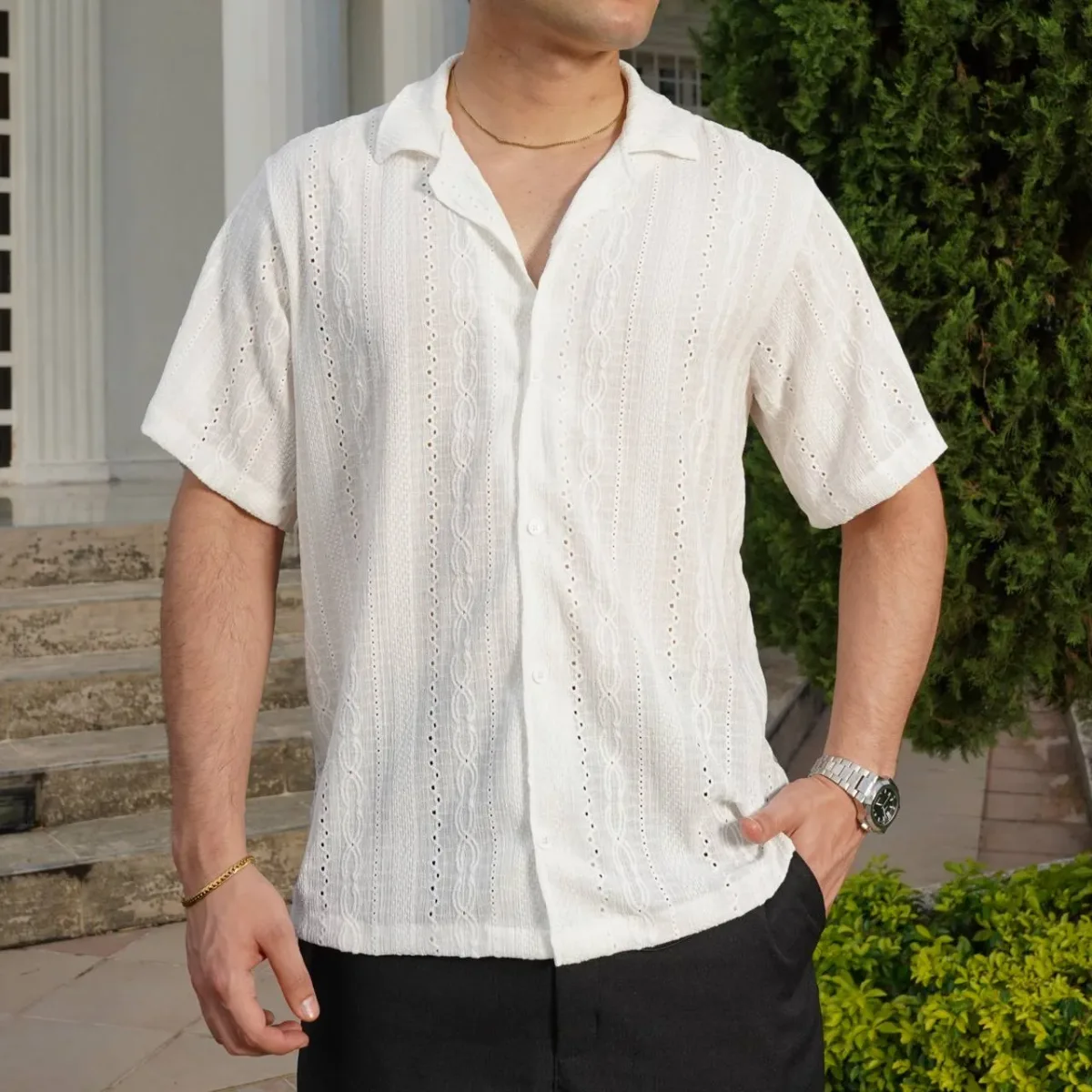 Camisa Microperforated Design Montblanc Collection White