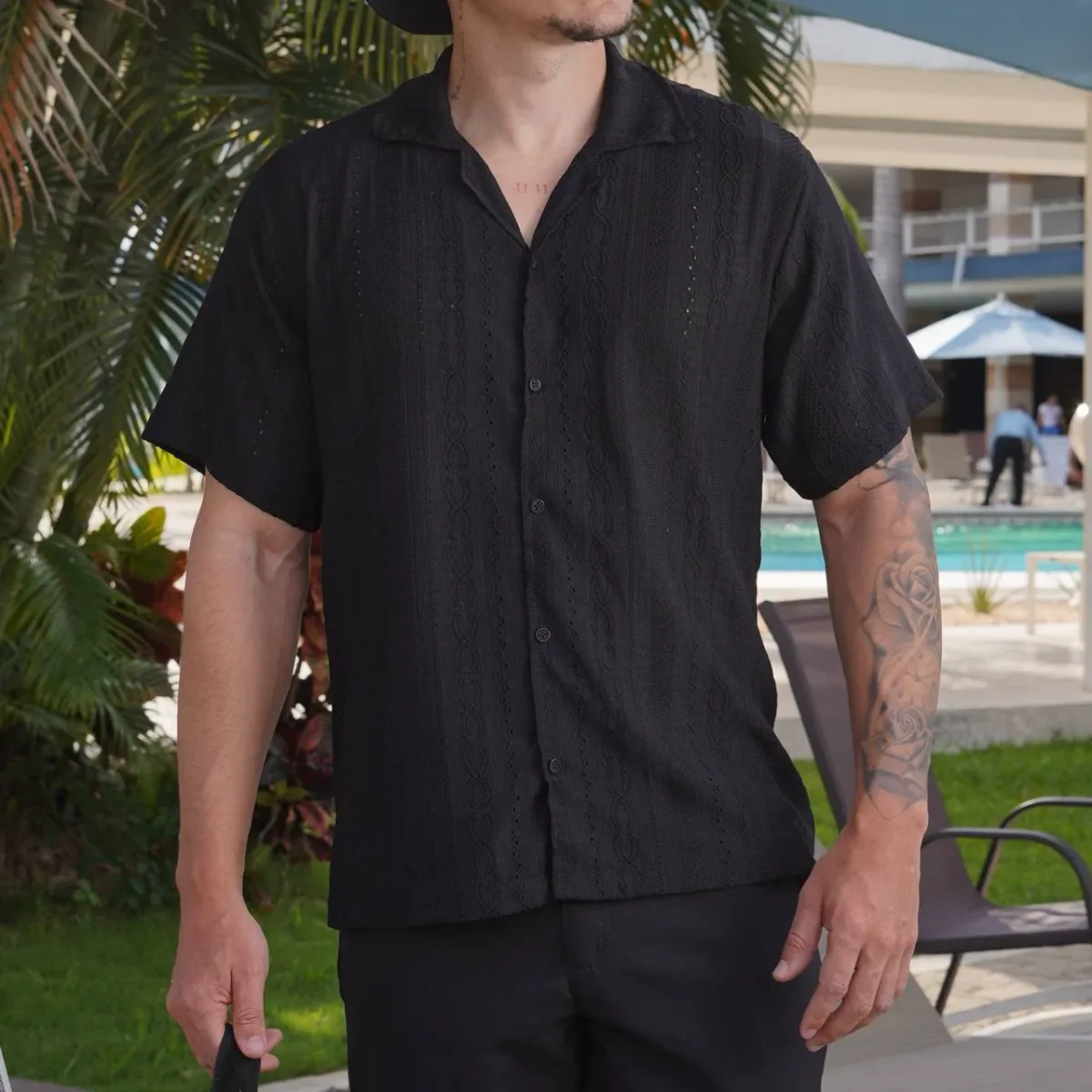 Camisa Microperforated Design Montblanc Collection Black