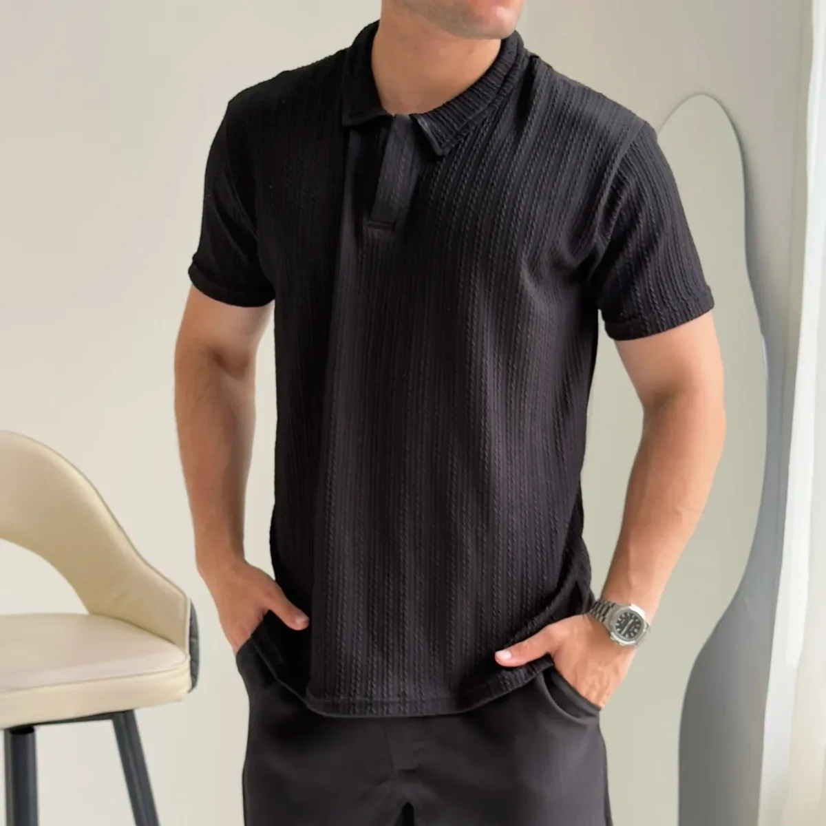 New Black Polo Shirt Earth Collection
